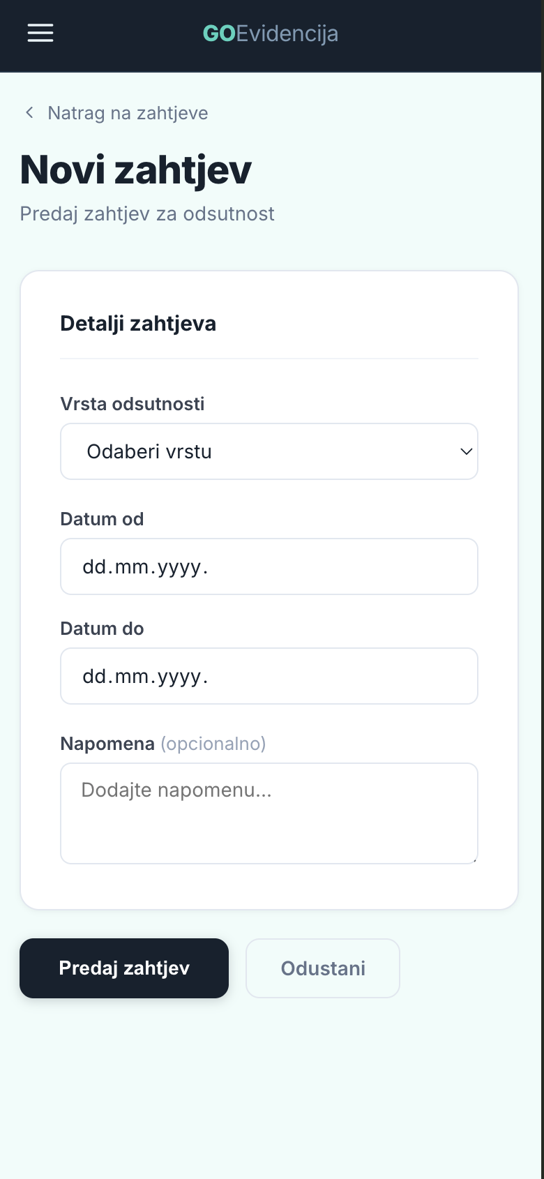 MojGO mobilni prikaz